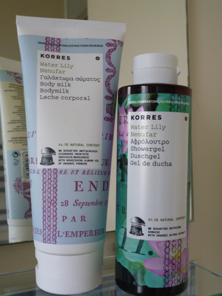 Korres showergel and bodymilk