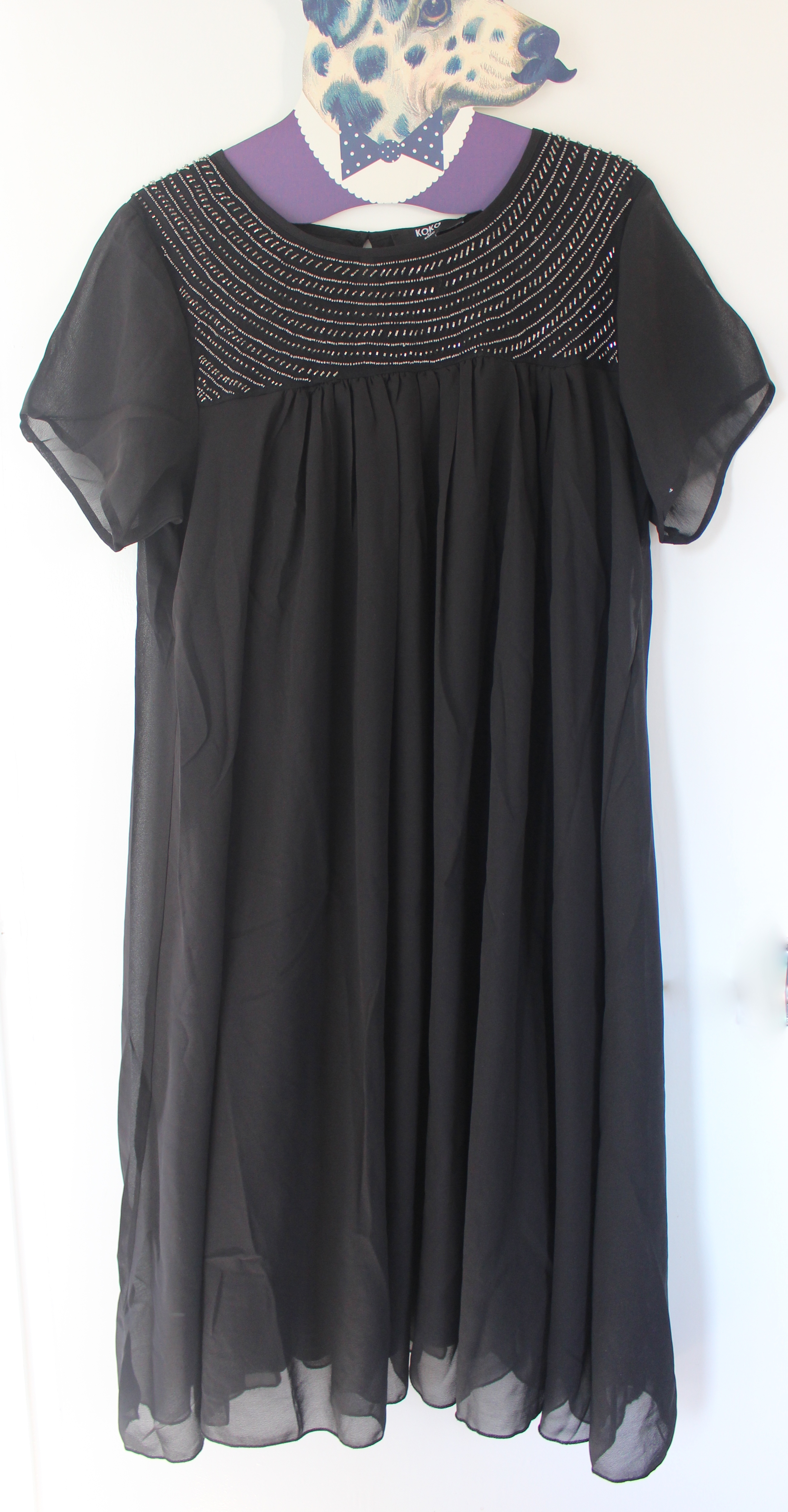 KOKO EMBELLISHED NECK SWING DRESS