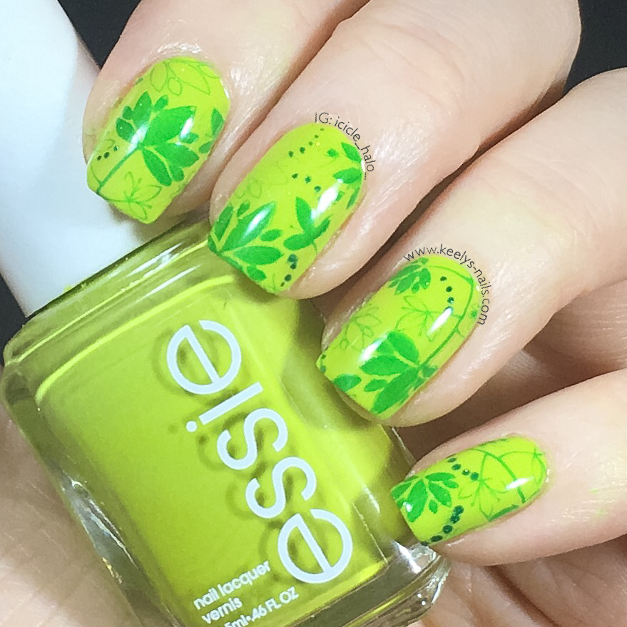 Nail art with Greenery left hand
