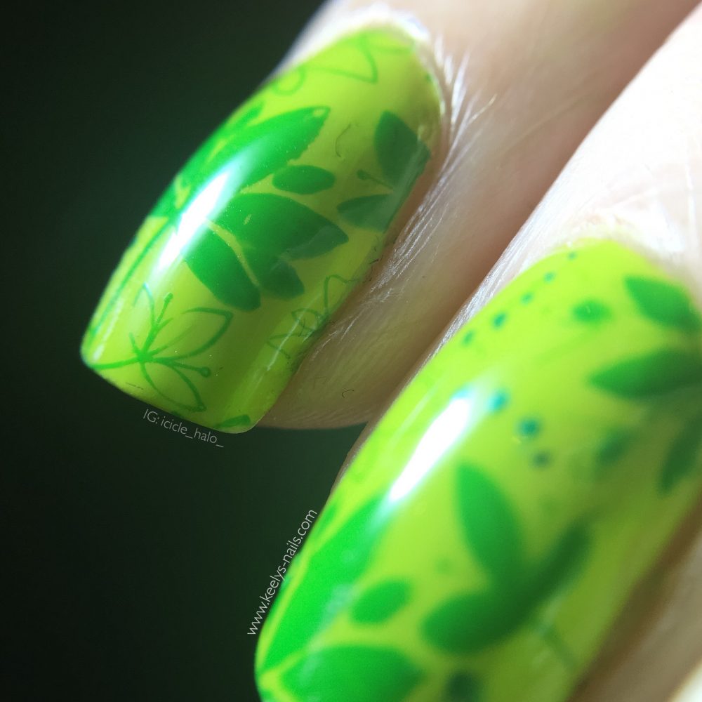 Nail art with Greenery macro 1