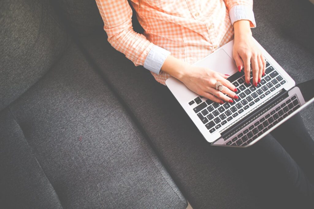 woman working on her laptop